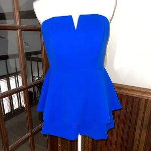 Royal blue strapless romper